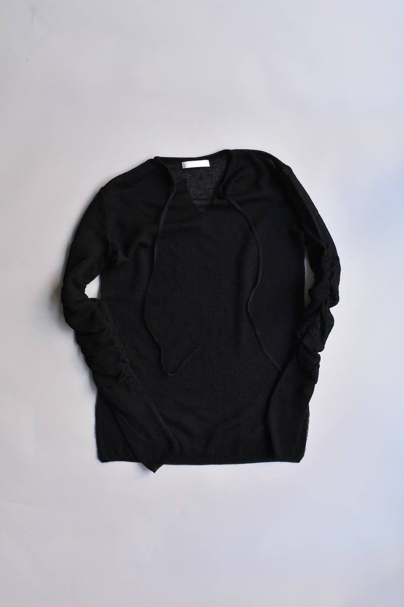 KAYLE  【MILANO R.SHEER WRAP COLLAR TOP】
