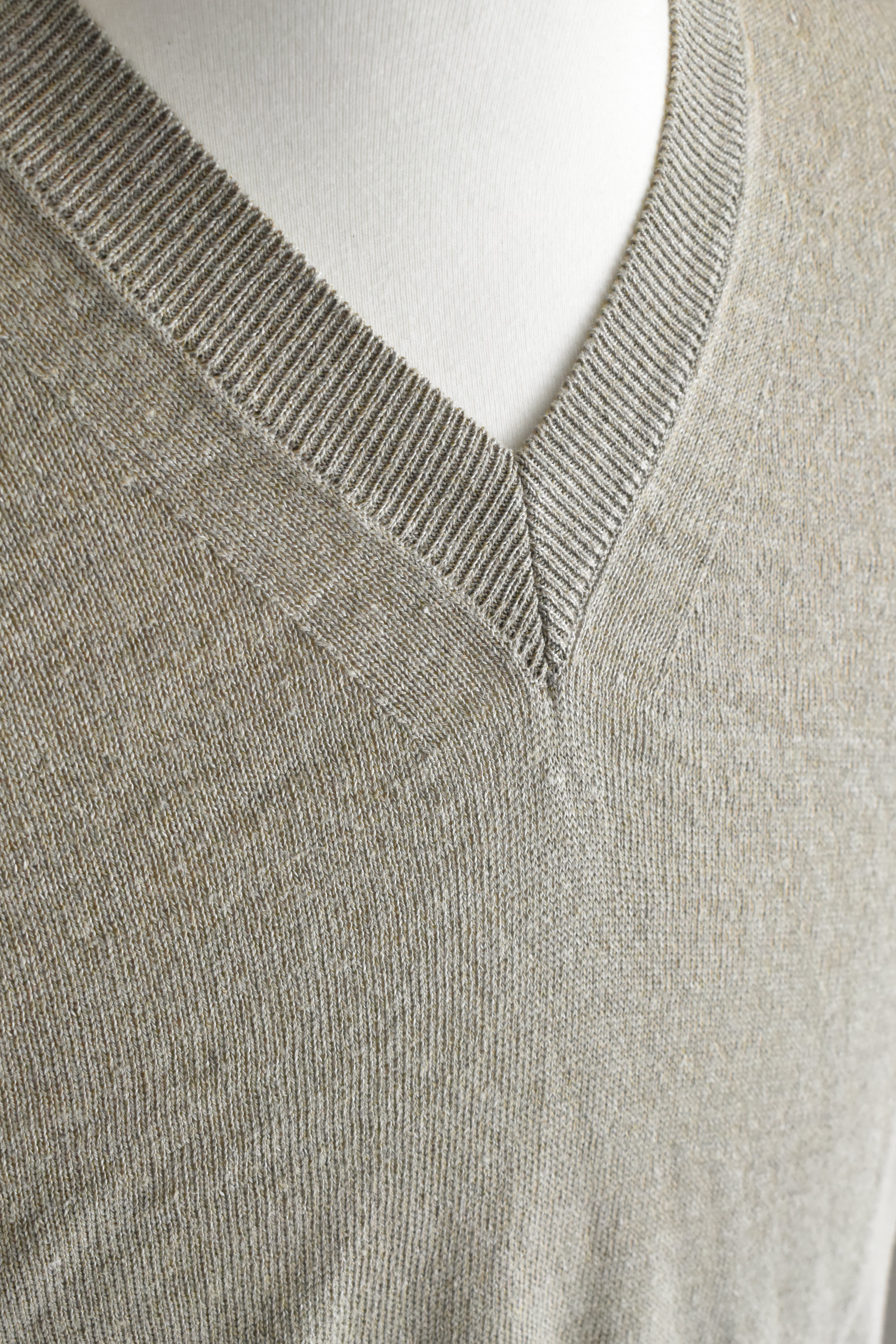 [NEW]Olde H&Daughter /   LINEN / SILK PLAIN STITCH V NECK P/O