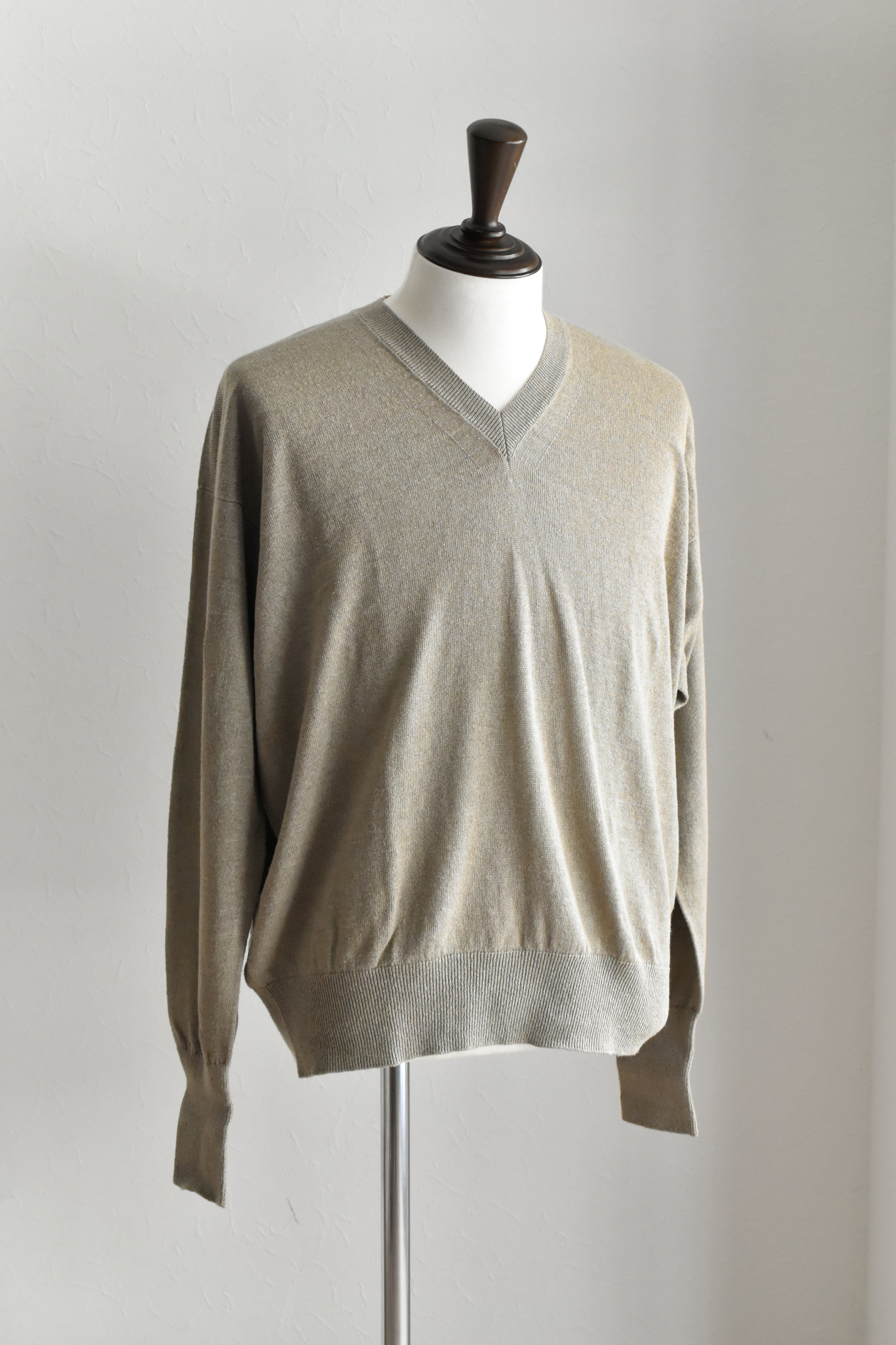 [NEW]Olde H&Daughter /   LINEN / SILK PLAIN STITCH V NECK P/O