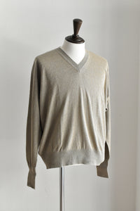 [NEW]Olde H&Daughter /   LINEN / SILK PLAIN STITCH V NECK P/O