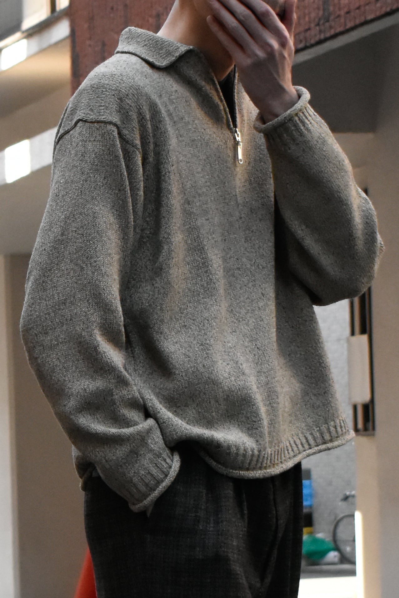 [NEW]Olde H&Daughter / SILK COTTON HALF ZIP P/O