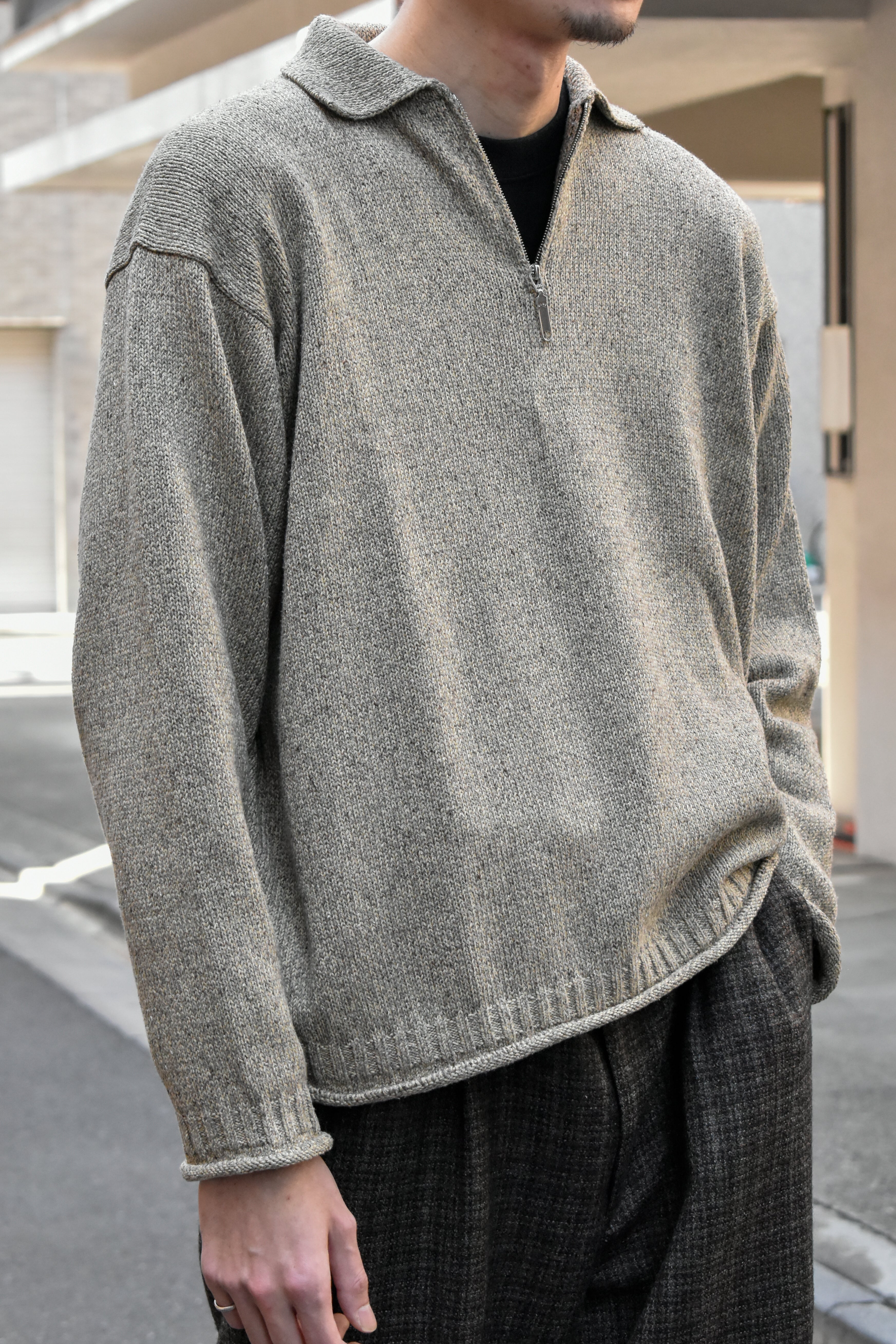 [NEW]Olde H&Daughter / SILK COTTON HALF ZIP P/O