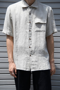 LOUNGE ACT / Linen Crepe Weave Short Sleeve Work Shirt