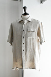 LOUNGE ACT / Linen Crepe Weave Short Sleeve Work Shirt